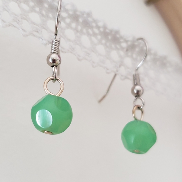 Mint Green Earrings, Minimalist, Small Earrings - Picture 4 of 5